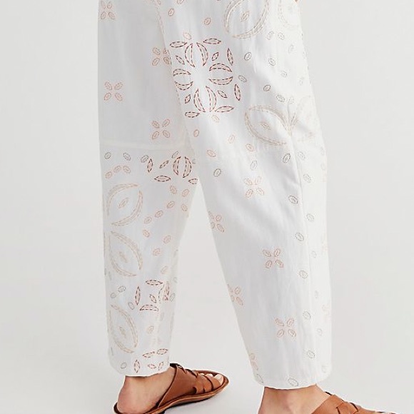 FREE PEOPLE WEEKENDER SET EMBROIDERED IVORY COMBO COTTON FULLY LINED SZ M, L - Picture 10 of 15